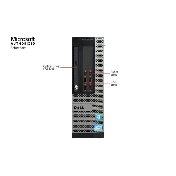 Restored Dell Optiplex 990 DT PC - Intel Core i3 2120 2nd Gen 3.3 GHz 8GB 500GB HDD DVD-RW Windows 10 Pro 64-Bit (Refurbished)