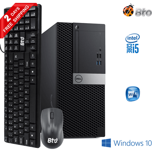 Restored Dell Optiplex Computer Tower Core i5 6th Gen. 16GB Ram 2TB HDD Keyboard and Mouse, Wi-Fi, Win10 Pro Desktop PC (Refurbished)