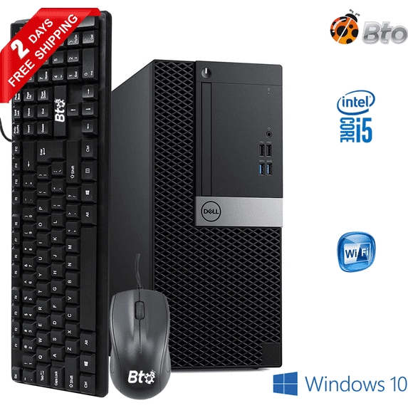 Restored Dell Optiplex Computer Tower Core i5 6th Gen. 8GB Ram, 1TB HDD, 512GB NVMe SSD Keyboard and Mouse, Wi-Fi, Win10 Pro Desktop PC (Refurbished)