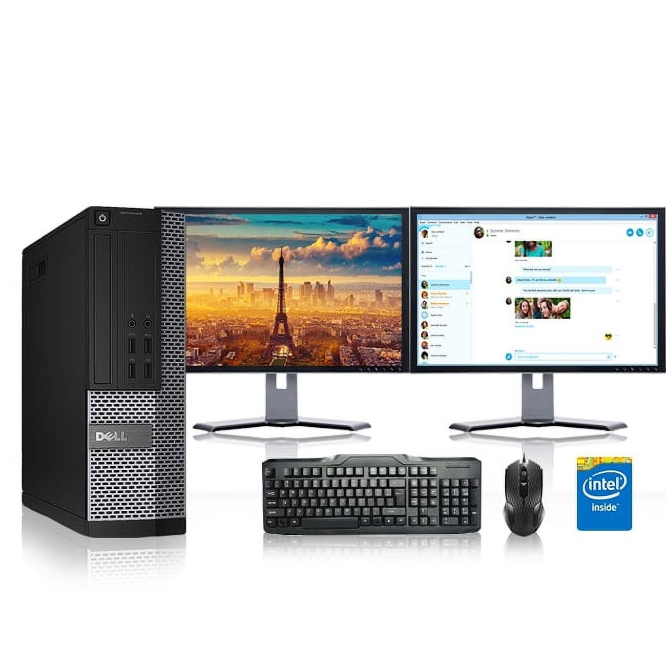 Restored Dell Optiplex Desktop Computer 2.8 GHz Core i7 Tower PC, 16GB, 2TB HDD, Windows 10 x64, 19" Dual Monitor , USB Mouse & Keyboard (Refurbished) - image 1 of 3