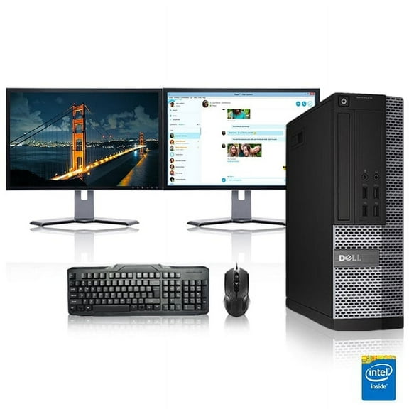 Restored Dell Optiplex Desktop Computer 3.0 GHz Core i5 Tower PC, 4GB, 250GB HDD, Windows 10 Home x64, 20" Dual Monitor, USB Mouse & Keyboard (Refurbished)