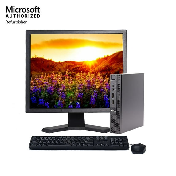 Restored Dell Optiplex Micro Desktop Computer 3020, Windows 10 Home Intel Core i3 8GB 128GB SSD with 19" LCD Monitor USB Keyboard and Mouse - Desktop PC (Refurbished)