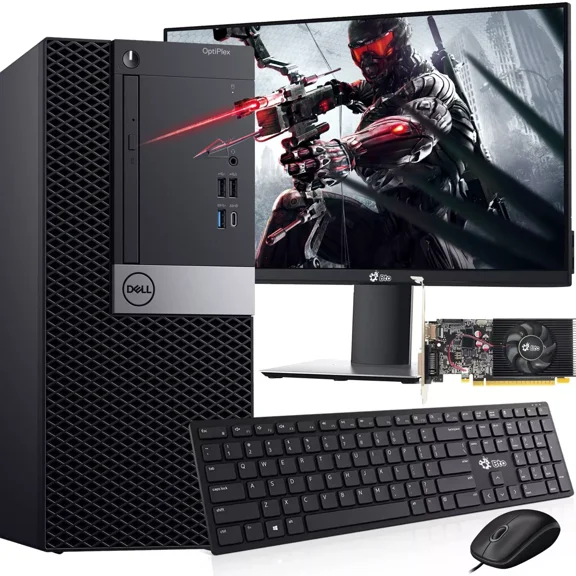 Restored Dell Optiplex Tower Gaming PC Desktop Computer Intel Quad Core i5-6500 16GB DDR4 Ram 1TB SSD New 24" Monitor, BTO RGB Keyboard & Mouse, Nvidia GTX 1660s 6gb DDR6, Window 10 Pro (Refurbished)