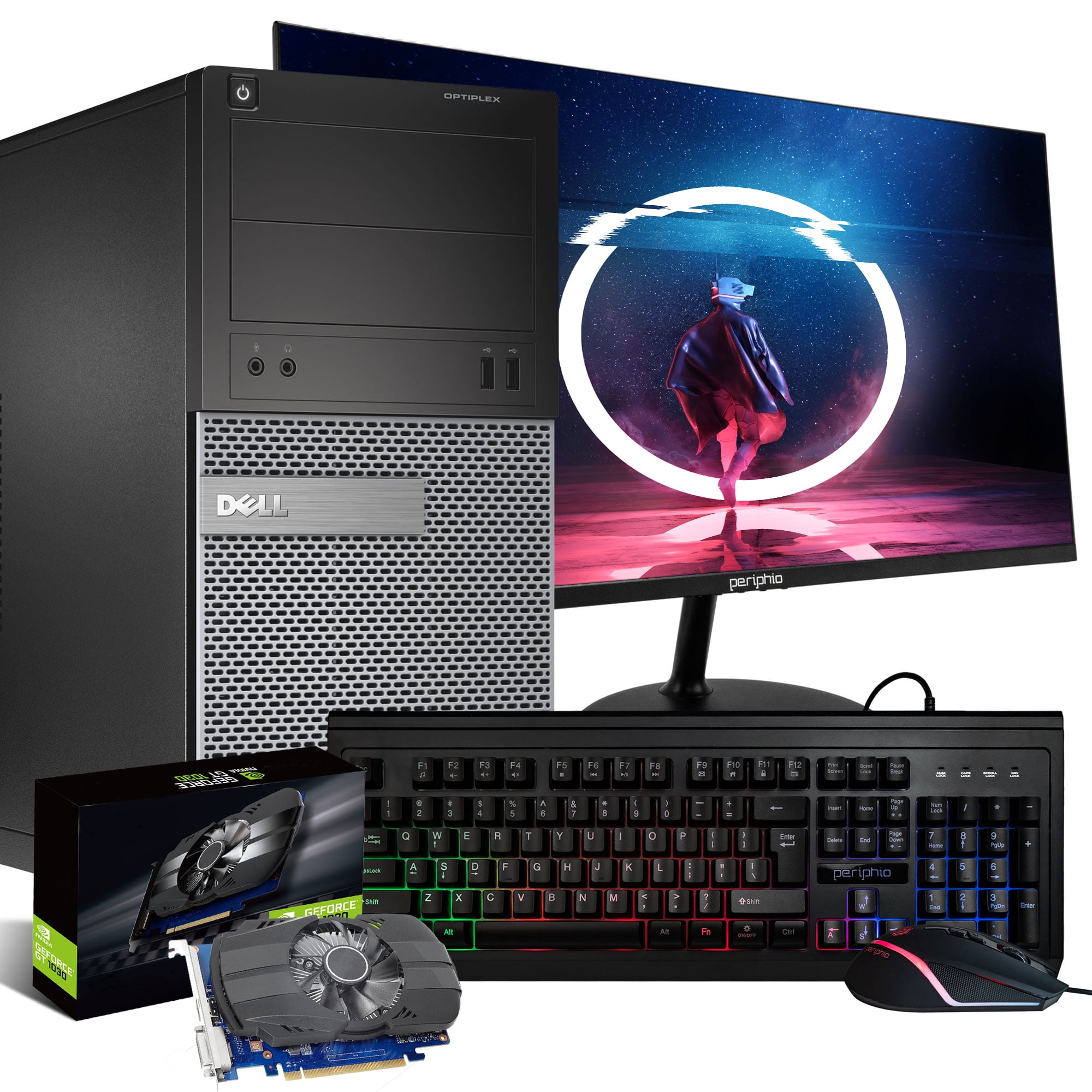 Restored HP Prebuilt Gaming Desktop Computer Core i7 + GeForce GT 1030 2GB  GPU 1080p Gaming PC 16GB DDR4 RAM 500GB SSD 22in LCD Monitor Wi-Fi 5G +  Bluetooth Windows 11 Pro (