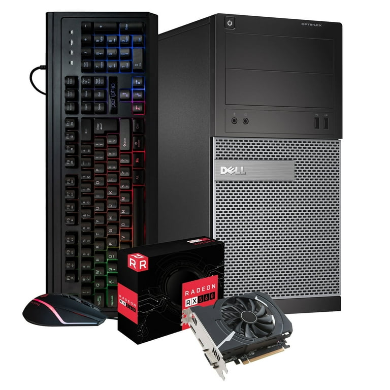 Restored Dell Prebuilt Gaming Desktop Computer Core i5 Radeon RX560 4GB 1080p Gaming PC 16GB DDR3 RAM 500GB SSD 1TB HDD Wi Fi Bluetooth Windows