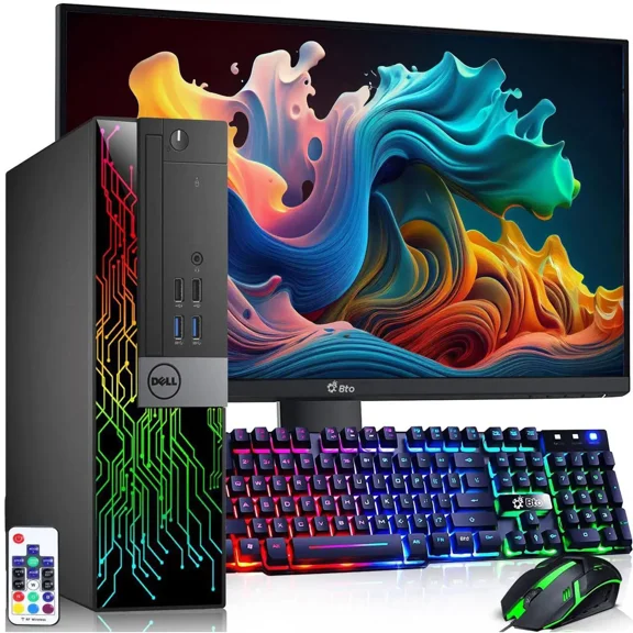 Restored Dell RGB Gaming Desktop Computer PC, Intel Core i7 6th Gen. Processor, 16GB Ram, 256GB SSD + 1TB HDD, AMD Radeon RX 550, 22" Monitor, BTO RGB KB & Mouse, WiFi, Windows 10 Pro (Refurbished)