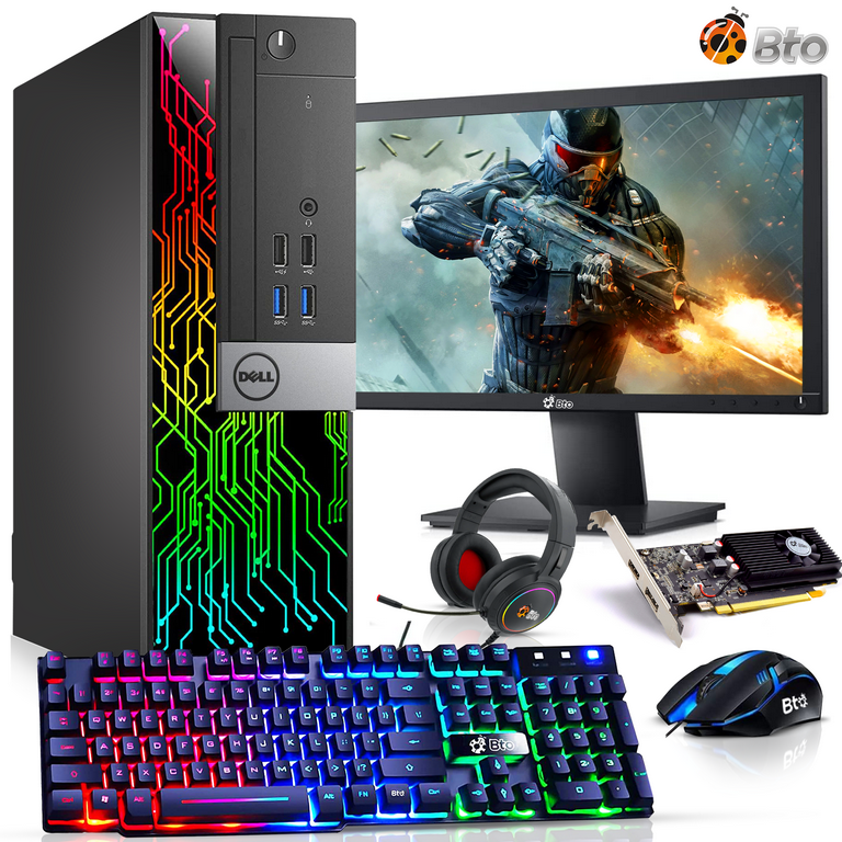 Modern Gaming PC desktop gaming setup, RGB lights, widescreen