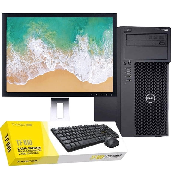 Restored Dell T1650 Desktop Computer Bundle Windows 10 Core i3 Processor 8GB Memory 500GB Hard Drive DVD Wi-fi with a 19" LCD and a T-Wolf T100 Wireless Keyboard and Mouse PC (Refurbished)