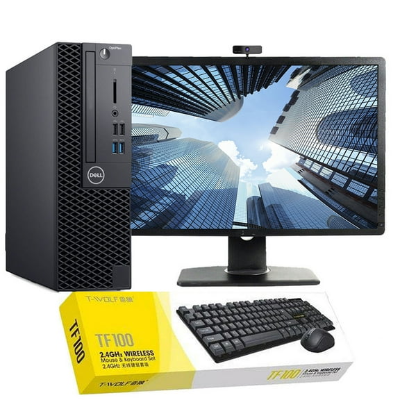 Restored Dell XE3 Windows 11 Desktop Computer Core i5 8500 Processor, 16GB RAM, 512GB M.2 SSD, Webcam, with a 22" Monitor and Wireless Keyboard and Mouse (Refurbished)