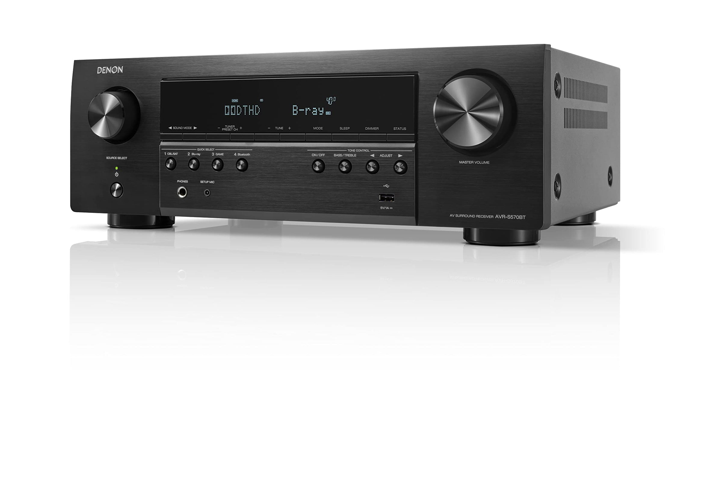 Restored Denon AVRS570BT 5.2 Channel AV Receiver 8K HD Audio & Video