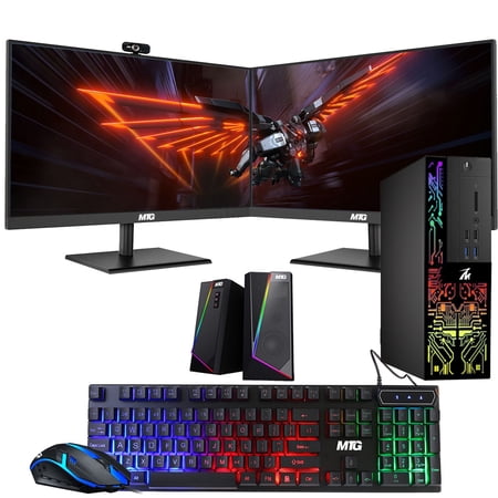 Restored Desktop PC, Intel Core i5-6500, TechMagnet Siwa 6, MTG Dual 24 Inch Monitor, 16GB RAM, 480GB SSD + 2TB HDD, 1GB Graphic Card, RGB Keyboard Mouse and Speaker, Cam, WiFi, Win 10 Pro (Refurbished)
