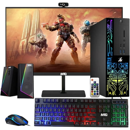 Restored Desktop PC, Intel Core i5-6500, TechMagnet Siwa 6, MTG 24 Inch Monitor, 16GB RAM, 240GB SSD, 1GB Graphic Card, RGB Keyboard and Mouse, RGB Speaker, Webcam, WiFi, Win 10 Pro (Refurbished)