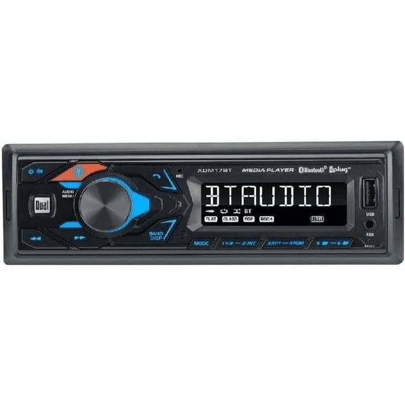 Restored Dual Electronics XDM17BT Single DIN Car Stereo USB & Aux Input Bluetooth AM/FM (Certified) (Refurbished)