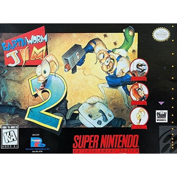 Restored Earthworm Jim 2 (Super Nintendo, 1995) SNES Shooter Game (Refurbished)