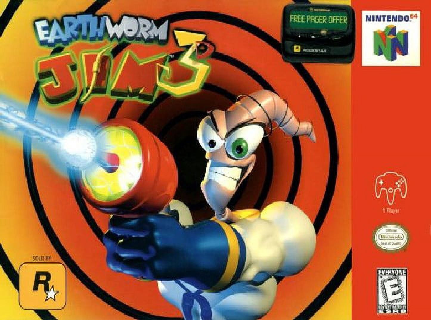Restored Earthworm Jim 3D (Nintendo 64, 1999) Video Game (Refurbished)