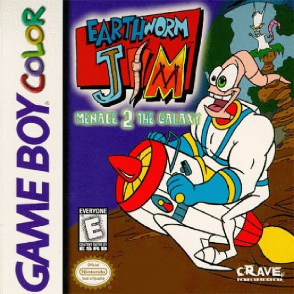 Restored Earthworm Jim: Menace 2 the Galaxy (Nintendo GameBoy Color, 1999) Shooter Game