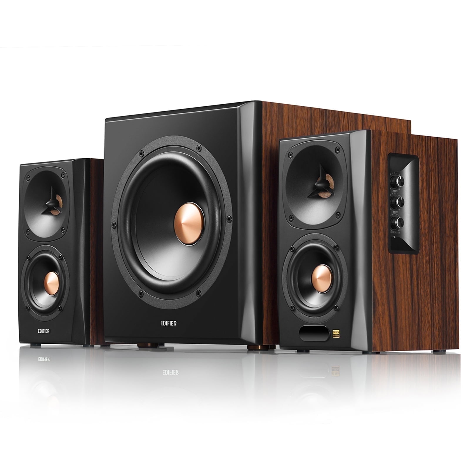 Restored Edifier S360DB Bookshelf Speaker and Subwoofer 2.1 Speaker System Bluetooth v4.1 - Wood (Refurbished)