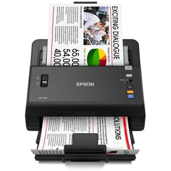 Restored Epson WorkForce DS-760 Color Document Scanner – High-Speed, Duplex, 60 PPM, ADF, USB Connectivity, P/N: B11B222202 (Refurbished)