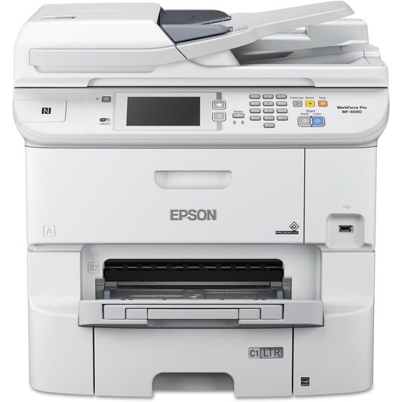 Restored Epson WorkForce Pro WF-6590 Inkjet Multifunction Printer – Color, Print/Scan/Copy/Fax, Desktop, Plain Paper (P/N: C11CD49201)