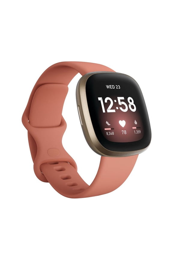 Restored Fitbit FB511GLPK Versa 3 Smartwatch, Pink Clay/Soft Gold (Refurbished)
