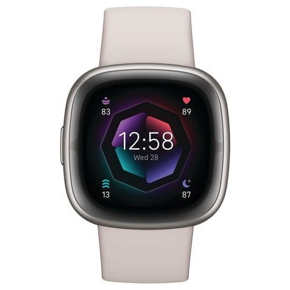 Restored Fitbit FB521SRWT-US Sense 2 Advanced Health and Fitness Smartwatch - Lunar White/Platinum Aluminum (Refurbished)