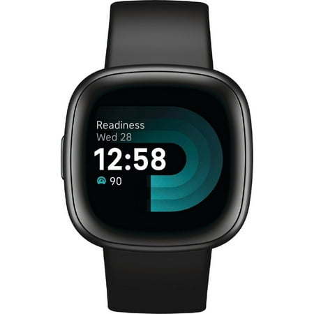 Restored Fitbit FB523BKBK-US Versa 4 Fitness Smartwatch - Graphite Aluminum Infinity Black (Refurbished)