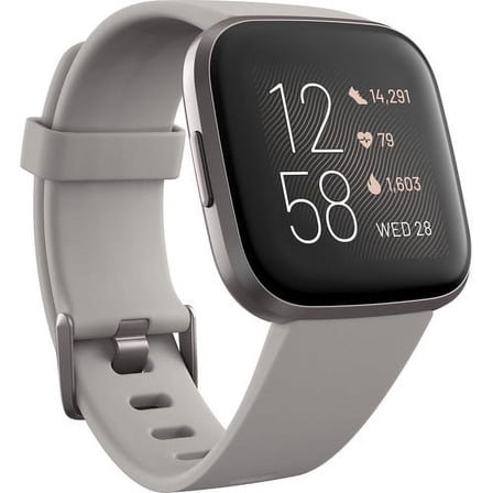 Restored Fitbit Versa 2 Health & Fitness Smartwatch Stone / Mist Gray Aluminum (Refurbished)