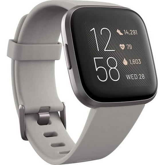 Restored Fitbit Versa 2 Health & Fitness Smartwatch Stone / Mist Gray Aluminum (Refurbished)