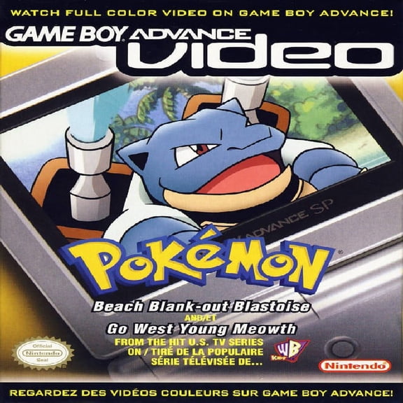 Restored GBA Video: Pokemon Beach Blank-Out Blastoise & Go West Young Meowth (GameBoy Advance, 2004) Game (Refurbished)