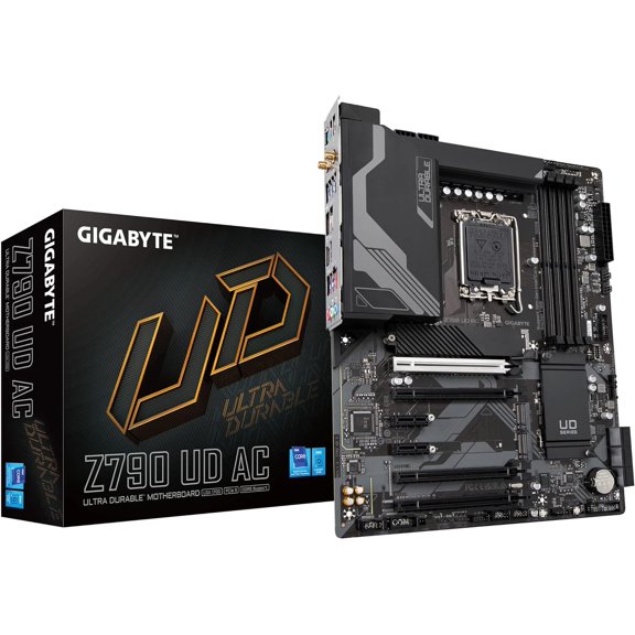 Restored GIGABYTE Z790 UD AC (LGA 1700/ Intel Z790/ ATX/ DDR5/ Triple M.2/ PCIe 5.0/ USB 3.2 Gen2X2 Type-C/Intel Wi-Fi/ 2.5GbE LAN/PCIe EZ-Latch/Multi-Key/Motherboard) (Refurbished)