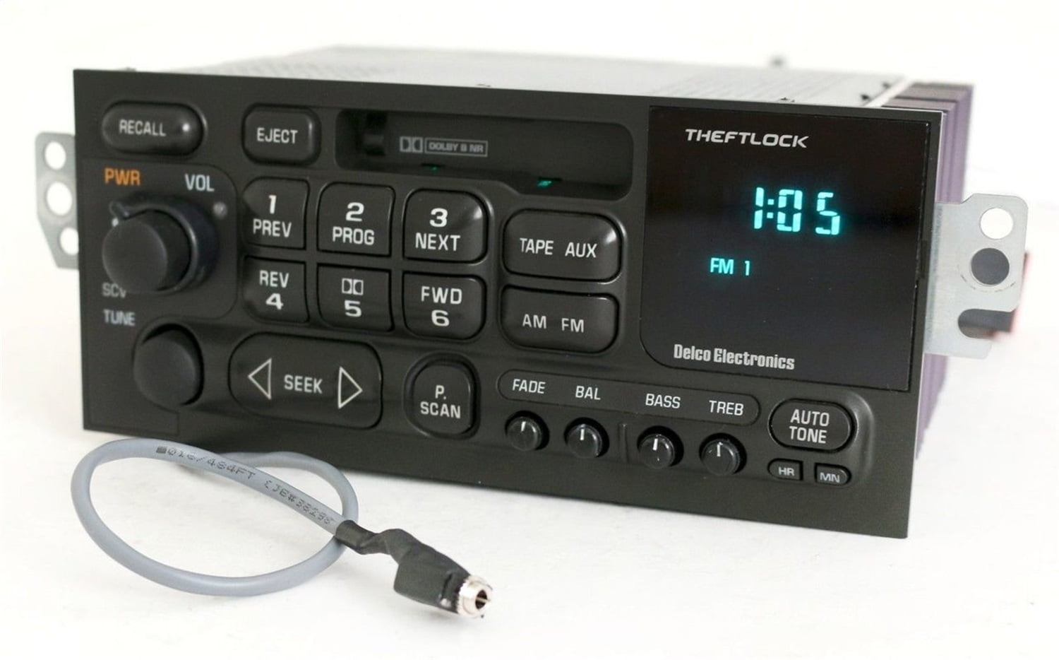Restored GM Delco 1996-02 Chevy S10 Car Radio AM FM Cassette w Aux on Pigtail - 16232091 (Refurbished)