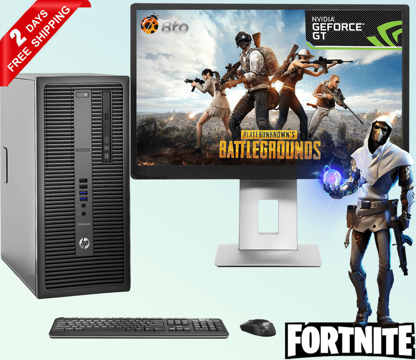 Restored Gaming Computer HP G2 Desktop Tower PC Intel Core i5 6th Gen. Processor, 16GB DDR4 Ram, 1TB HDD, 128 GB M.2 SSD, NVIDIA GeForce GT 1030 DDR5, 24 inch LCD, Bto WiFi, Windows 10 (Refurbished)