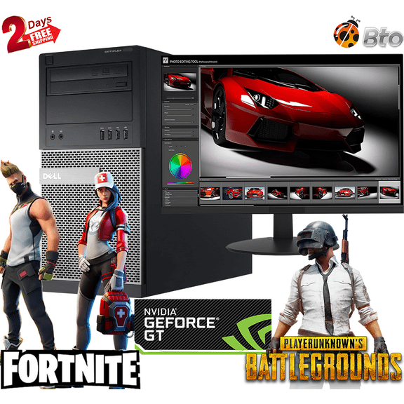 Restored Gaming Dell Desktop Tower Computer PC Intel Core i5 Processor 16GB Ram, 1TB HDD 22 inch Monitor NVIDIA GeForce GT 1030 Bto KB & Mouse WiFi, DVD Windows 10 (Refurbished)
