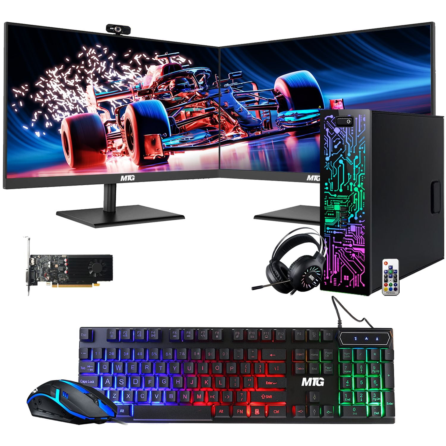  BTO RGB Gaming PC and Monitor Bundle - Intel Core i5-6th Gen,  16GB DDR4 Ram, 512GB SSD, Radeon RX-550 4GB GDDR5, New 22 Inch Monitor -  Windows 10 Pro - Computer