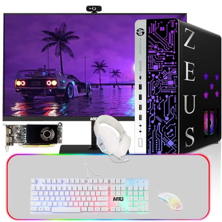 Restored HP G3 PC, Intel i5 6th Gen, RX 550 Graphics, 16GB RAM, 256GB SSD | 1TB HDD, MTG 24 Inch Monitor, 4 in 1 Gaming Kit, Webcam, WiFi, Win 10 Pro (Refurbished)