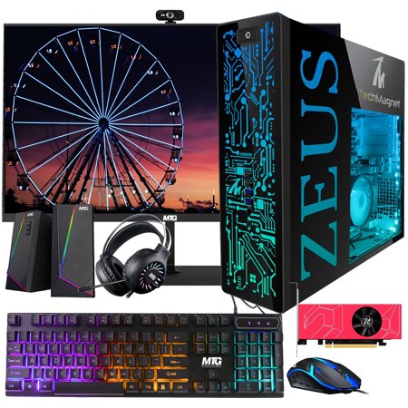 Restored TechMagnet Gaming Desktop PC, Intel i5 4th Gen, Zeus Pro 4, GT 1030 2GB DDR5, 16GB RAM ARGB, 256GB SSD + 2TB HDD, 22 Inch Monitor, RGB Kit, Win 10 Pro (Refurbished)