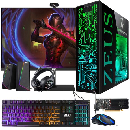 Restored Gaming Desktop PC, Intel i5 4th Gen, TechMagnet Zeus Pro 4, GT 1030, 16GB RAM ARGB, 256GB SSD + 2TB HDD, 24 Inch Monitor, RGB Front Panel 385 patterns, RGB Kit, Win 10 Pro (Refurbished)