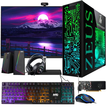 Restored Gaming Desktop PC, Intel i5 4th Gen, TechMagnet Zeus Pro 4, GT 1030, 8GB RAM ARGB, 1TB SSD + 2TB HDD, 27 Inch Monitor, RGB Front Panel 385 patterns, RGB Kit, Win 10 Pro (Refurbished)