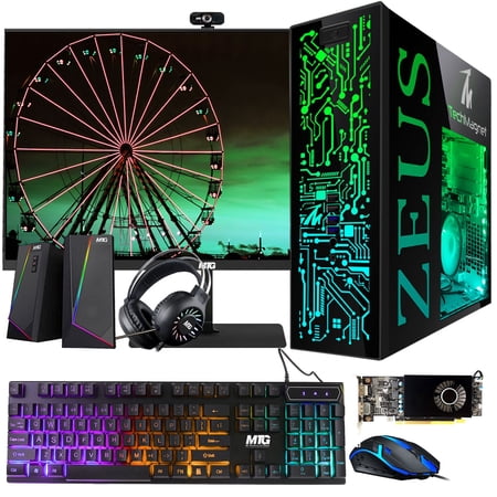 Restored Gaming Desktop PC, Intel i5 6th Gen, Zeus Pro 6, RX 550, 16GB ARGB RAM, 256GB SSD + 1TB HDD 22 Inch Monitor, RGB Keyboard Mouse, Speaker, Headphone, Webcam, Win 10 Pro (Refurbished)