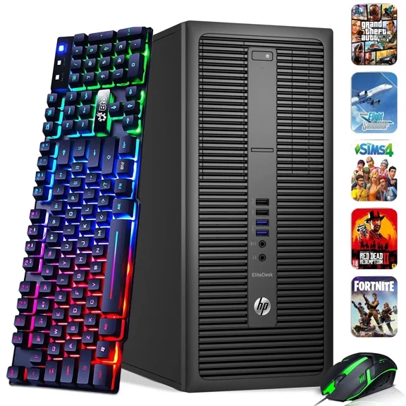 Restored Gaming Desktop Tower HP ProDesk G2 Computer Intel Core i5-6500 upto 3.60GHz, 32GB Ram, 256GB SSD + 2TB HDD, NVIDIA GeForce GTX 1660 Super, RGB KB & Mouse, WiFi, Windows 11 Pro (Refurbished)