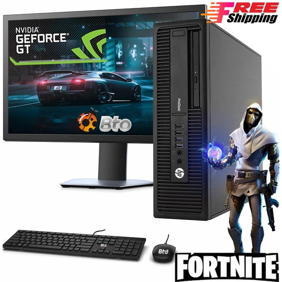 Restored Gaming HP 600 G1 SFF Computer Core i5 4th, 8GB Ram, 500GB HDD, 120GB SSD, NVIDIA GT 1030, 20" LCD, Keyboard and Mouse, Wi-Fi, Win10 Home Desktop PC (Refurbished)
