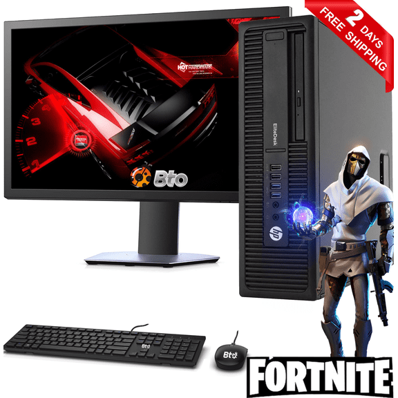 Gaming HP EliteDesk 800 G1 sff Computer Desktop PC, Intel Core i7 Processor, 8GB Ram, 1TB Hard Drive, 240GB SSD, AMD Radeon RX 550 Phoenix 4GB GDDR5, New 20 inch LCD, WiFi, Windows 10