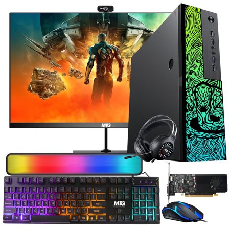 Restored TechMagnet Gaming PC Computer, Cobra, Intel i5 8th Gen, GT 1030, 32GB RAM, 256GB SSD, 2TB HDD, 24 Inch LED Monitor, RGB Peripherals Webcam, Win 11 Home (Refurbished)