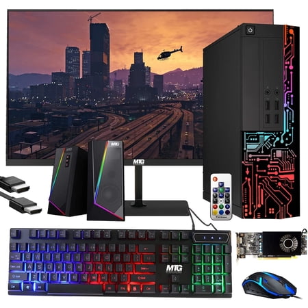 Restored Gaming PC Desktop, Intel Core i7, TechMagnet Siwa 8, AMD RX 550 4GB DDR5, 16GB RAM, 1TB SSD + 2TB HDD, 22 Inch Monitor, RGB Keyboard Mouse and Speaker, WiFi, Windows 10 Pro (Refurbished)