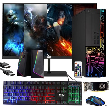 Restored Gaming PC Desktop, Intel Core i7, TechMagnet Siwa 8, AMD RX 550 4GB DDR5, 16GB RAM, 480GB SSD + 2TB HDD, 24 Inch Monitor, RGB Keyboard Mouse and Speaker, WiFi, Windows 10 Pro (Refurbished)