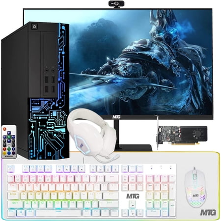 Restored Gaming PC Desktop, Intel Core i7, TechMagnet Siwa 8, GT 1030 4GB DDR4, 16GB RAM, 240GB SSD + 2TB HDD, 27 Inch Monitor, Gaming Kit with Webcam, WiFi, Win 11 Home (Refurbished)