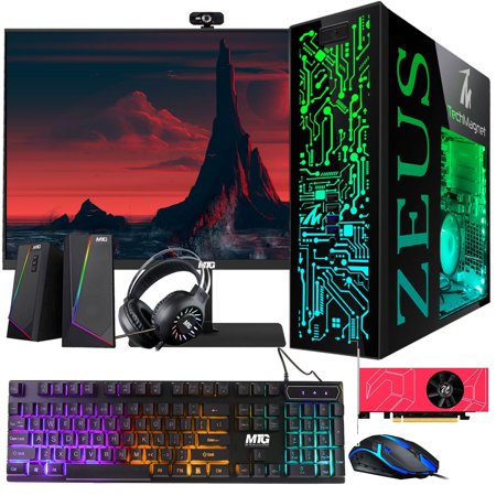 Restored Gaming PC, i7 4th Gen, TechMagnet Zeus Pro 4, AMD RX 6400, 16GB RAM ARGB, 256GB SSD + 1TB HDD 27 Inch 165hz Gaming Monitor, RGB Front Panel 385 patterns, RGB Kit, Win 10 Pro (Refurbished)