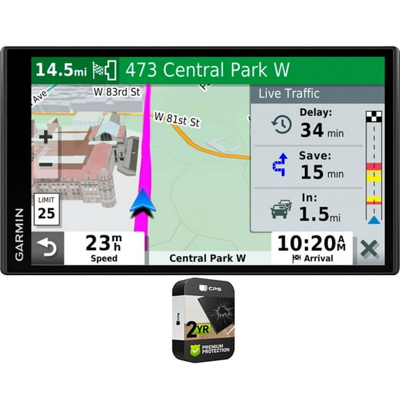 Restored Garmin 010-N2038-02 Drivesmart 65T 6.95 inch GPS Navigator with Traffic and Smart Features Bundle with 2 YR CPS Enhanced Protection Pack (Refurbished)