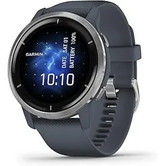 Restored Garmin Venu 2 Gps Silver Bazel + Granite Blue Band 8GB (Refurbished)