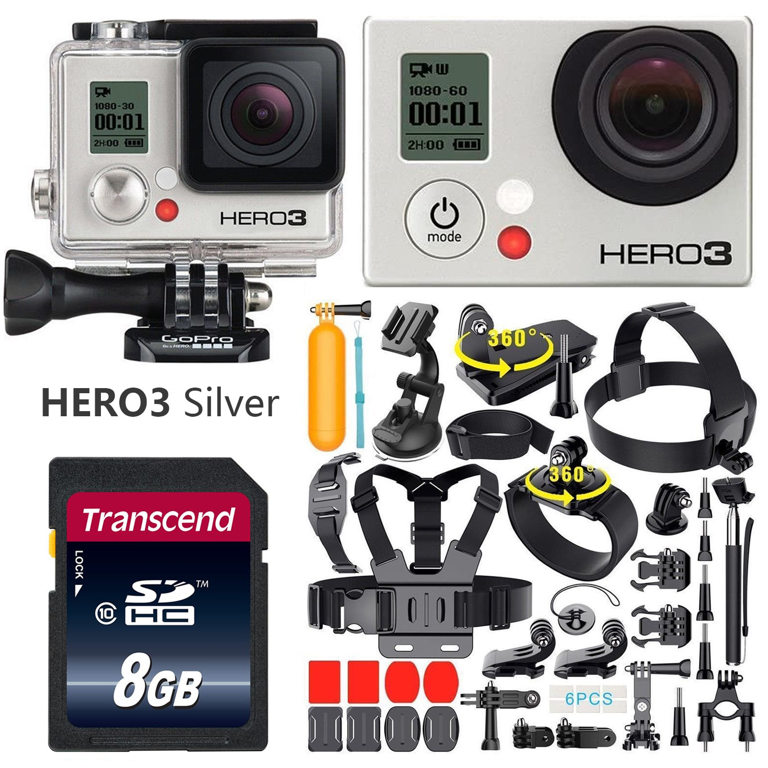 Restored GoPro HERO3 Silver Edition Action Sport Wi-Fi Camera Camcorder With 35-In-1 Action Camera Accessory Kit (Refurbished)